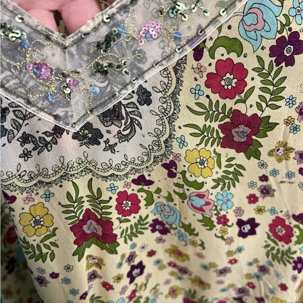 Nicole Miller Studio Floral Silk Tunic Blouse - Picture 2 of 5